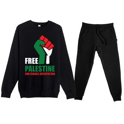 Free Palestine Gaza Freedom End Israeli Occupation Premium Crewneck Sweatsuit Set