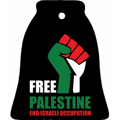 Free Palestine Gaza Freedom End Israeli Occupation Ceramic Bell Ornament