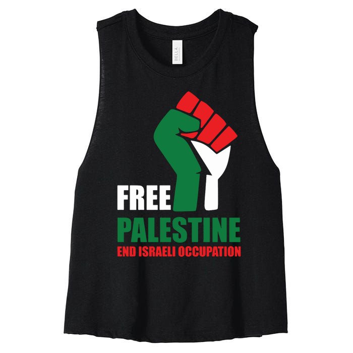 Free Palestine Gaza Freedom End Israeli Occupation Women's Racerback Cropped Tank