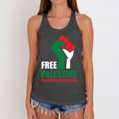 Free Palestine Gaza Freedom End Israeli Occupation Women's Knotted Racerback Tank