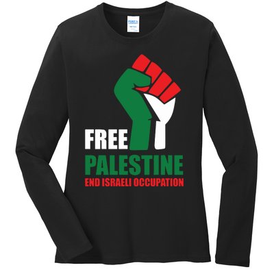 Free Palestine Gaza Freedom End Israeli Occupation Ladies Long Sleeve Shirt