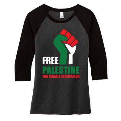 Free Palestine Gaza Freedom End Israeli Occupation Women's Tri-Blend 3/4-Sleeve Raglan Shirt