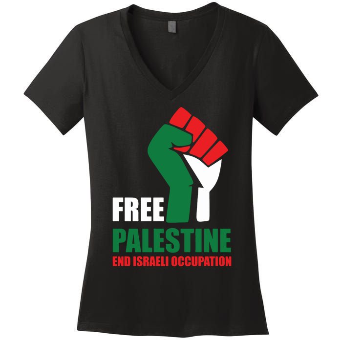 Free Palestine Gaza Freedom End Israeli Occupation Women's V-Neck T-Shirt