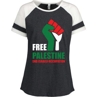 Free Palestine Gaza Freedom End Israeli Occupation Enza Ladies Jersey Colorblock Tee