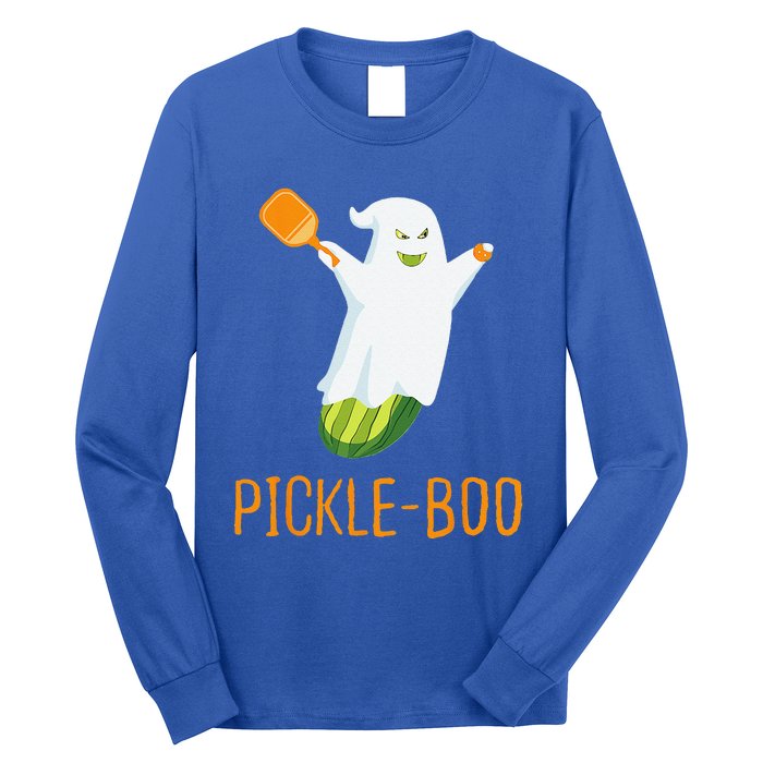 Funny Pickle Ghost Loves To Play Pickleball At Halloween Long Sleeve Shirt