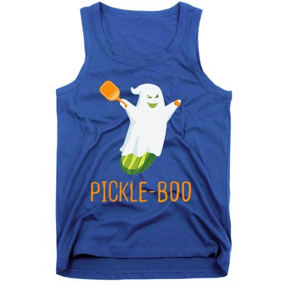 Funny Pickle Ghost Loves To Play Pickleball At Halloween Tank Top