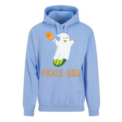 Funny Pickle Ghost Loves To Play Pickleball At Halloween Unisex Surf Hoodie