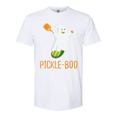 Funny Pickle Ghost Loves To Play Pickleball At Halloween Softstyle CVC T-Shirt