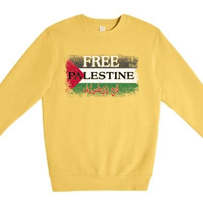 Free Palestine Gift Support Palestine And Gaza Jerusalem Great Gift Premium Crewneck Sweatshirt