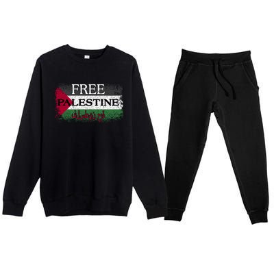 Free Palestine Gift Support Palestine And Gaza Jerusalem Great Gift Premium Crewneck Sweatsuit Set