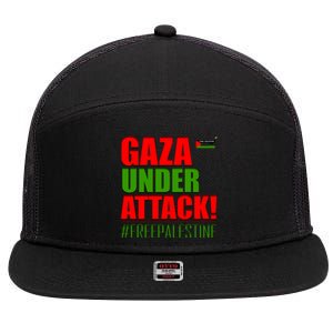 Free Palestine Gaza Under Attack Palestine Flag Cute Gift 7 Panel Mesh Trucker Snapback Hat