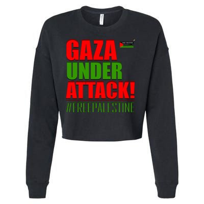 Free Palestine Gaza Under Attack Palestine Flag Cute Gift Cropped Pullover Crew