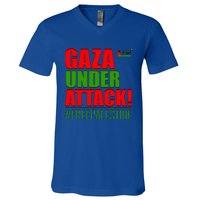 Free Palestine Gaza Under Attack Palestine Flag Cute Gift V-Neck T-Shirt