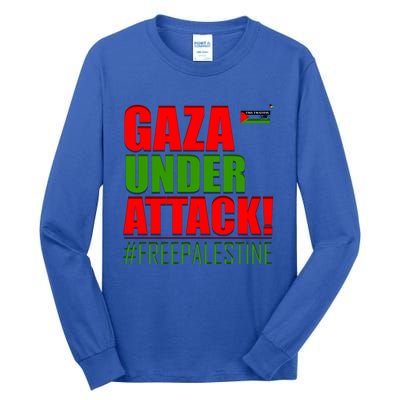 Free Palestine Gaza Under Attack Palestine Flag Cute Gift Tall Long Sleeve T-Shirt