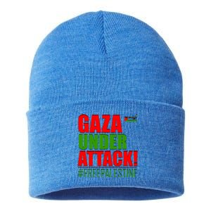 Free Palestine Gaza Under Attack Palestine Flag Cute Gift Sustainable Knit Beanie