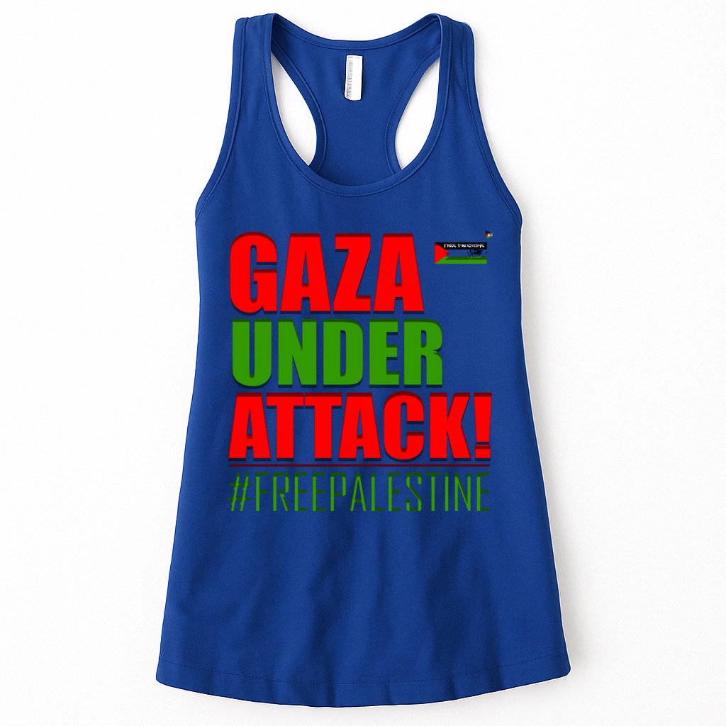 Free Palestine Gaza Under Attack Palestine Flag Cute Gift Womens Tank Top