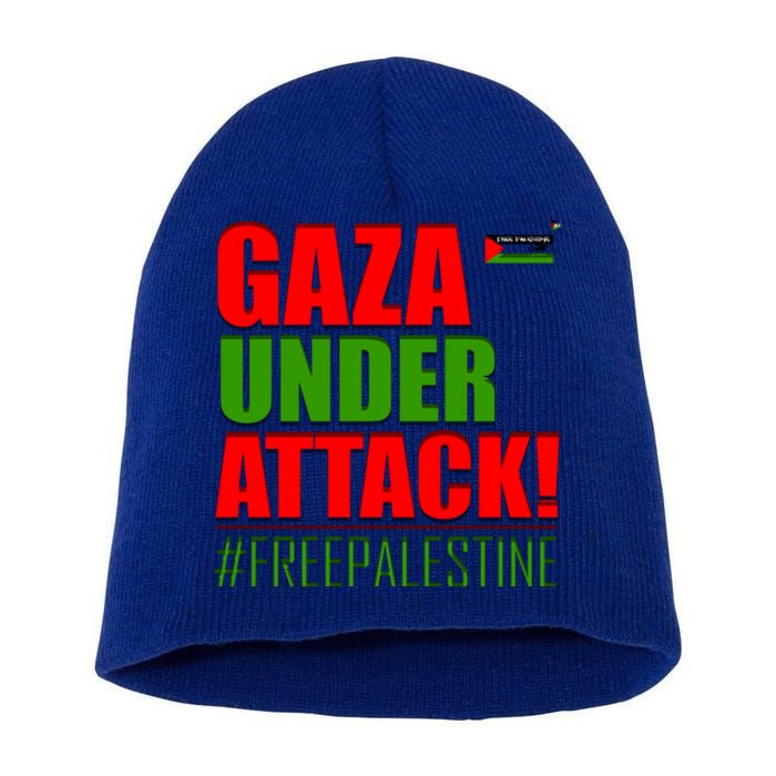 Free Palestine Gaza Under Attack Palestine Flag Cute Gift Short Acrylic Beanie