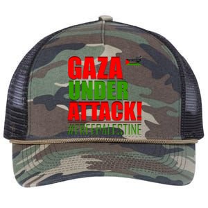 Free Palestine Gaza Under Attack Palestine Flag Cute Gift Retro Rope Trucker Hat Cap