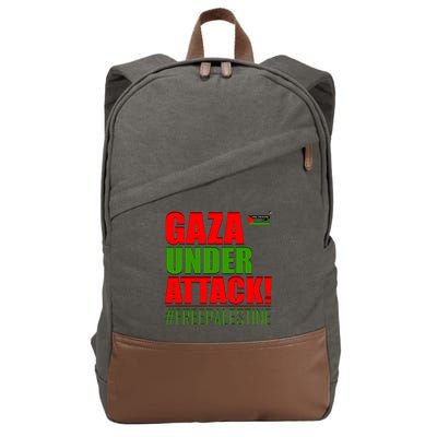 Free Palestine Gaza Under Attack Palestine Flag Cute Gift Cotton Canvas Backpack