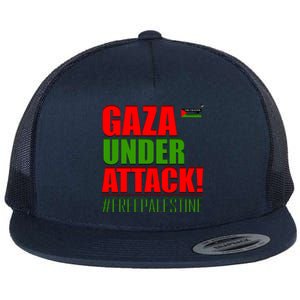 Free Palestine Gaza Under Attack Palestine Flag Cute Gift Flat Bill Trucker Hat