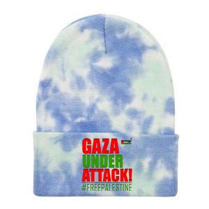 Free Palestine Gaza Under Attack Palestine Flag Cute Gift Tie Dye 12in Knit Beanie