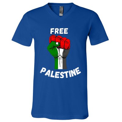 Free Palestine Gaza Arabic Flag Great Gift V-Neck T-Shirt