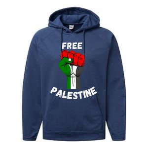 Free Palestine Gaza Arabic Flag Great Gift Performance Fleece Hoodie