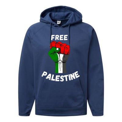 Free Palestine Gaza Arabic Flag Great Gift Performance Fleece Hoodie