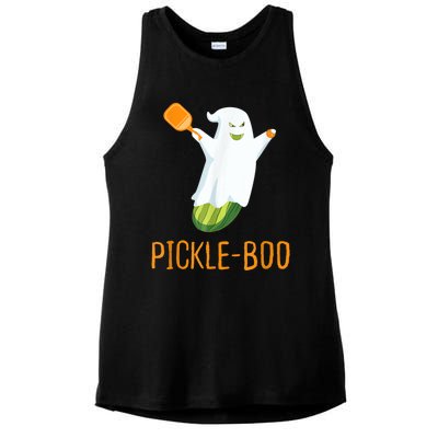 Funny Pickle Ghost Loves To Play Pickleball At Halloween Ladies PosiCharge Tri-Blend Wicking Tank