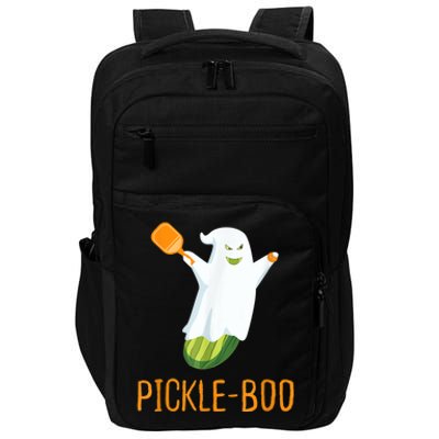 Funny Pickle Ghost Loves To Play Pickleball At Halloween Impact Tech Backpack