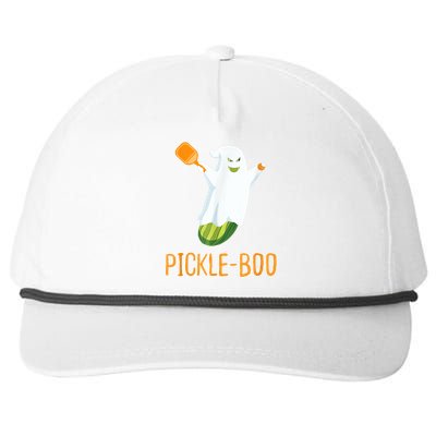 Funny Pickle Ghost Loves To Play Pickleball At Halloween Snapback Five-Panel Rope Hat