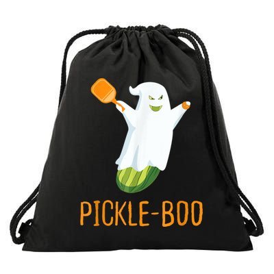 Funny Pickle Ghost Loves To Play Pickleball At Halloween Drawstring Bag