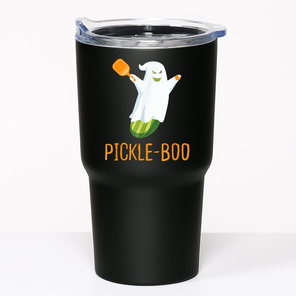 Funny Pickle Ghost Loves To Play Pickleball At Halloween Tumbler