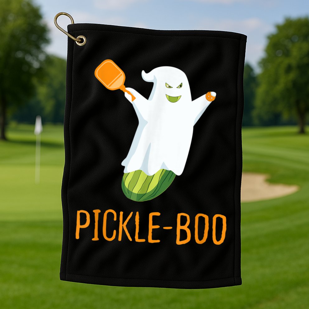 Funny Pickle Ghost Loves To Play Pickleball At Halloween Golf Towel