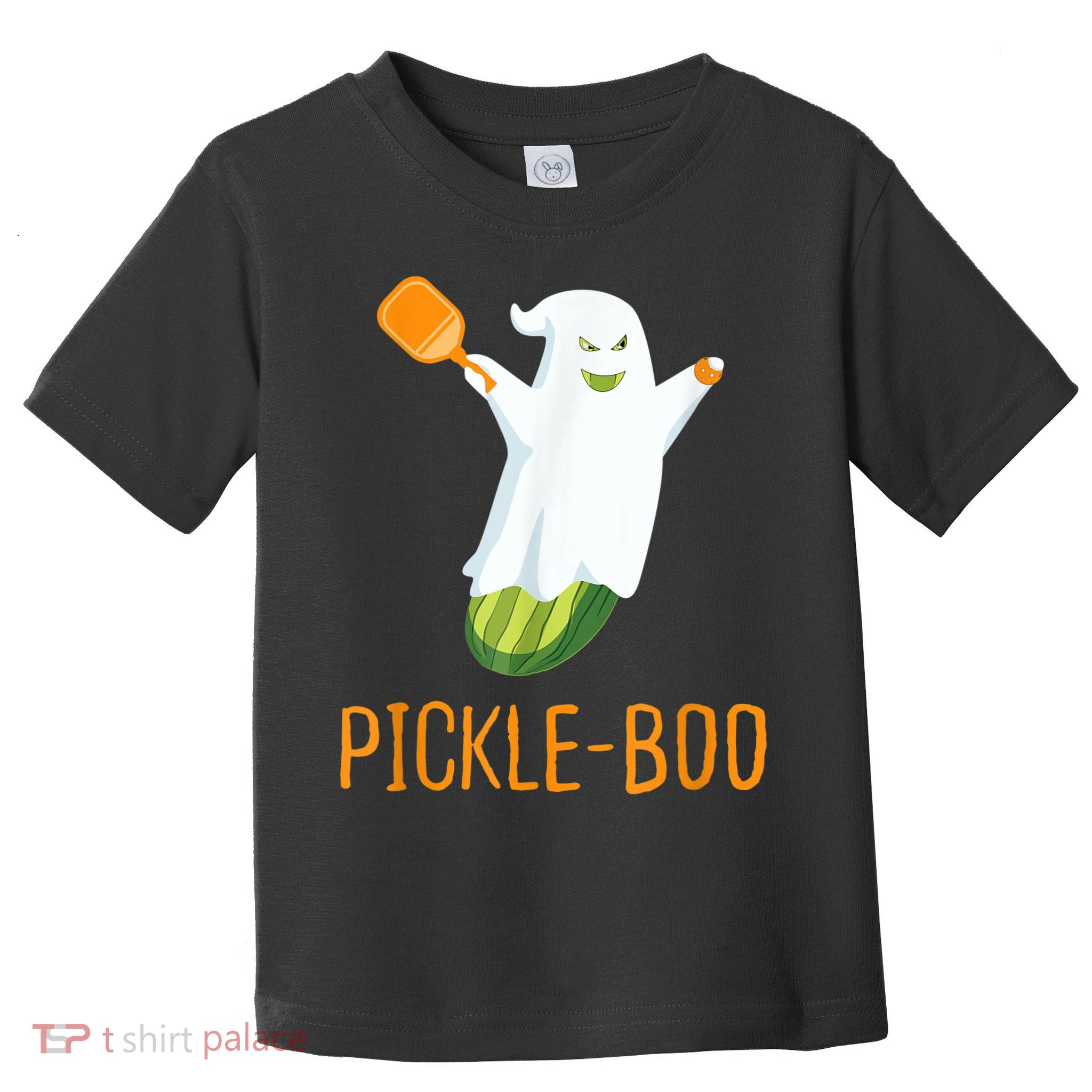 Funny Pickle Ghost Loves To Play Pickleball At Halloween Toddler T-Shirt