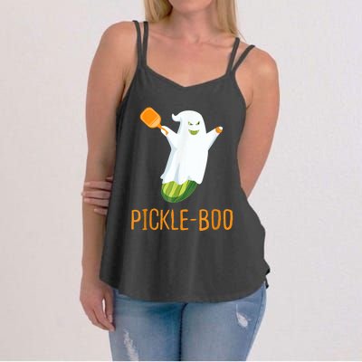 Funny Pickle Ghost Loves To Play Pickleball At Halloween Women's Strappy Tank