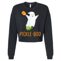 Funny Pickle Ghost Loves To Play Pickleball At Halloween Cropped Pullover Crew