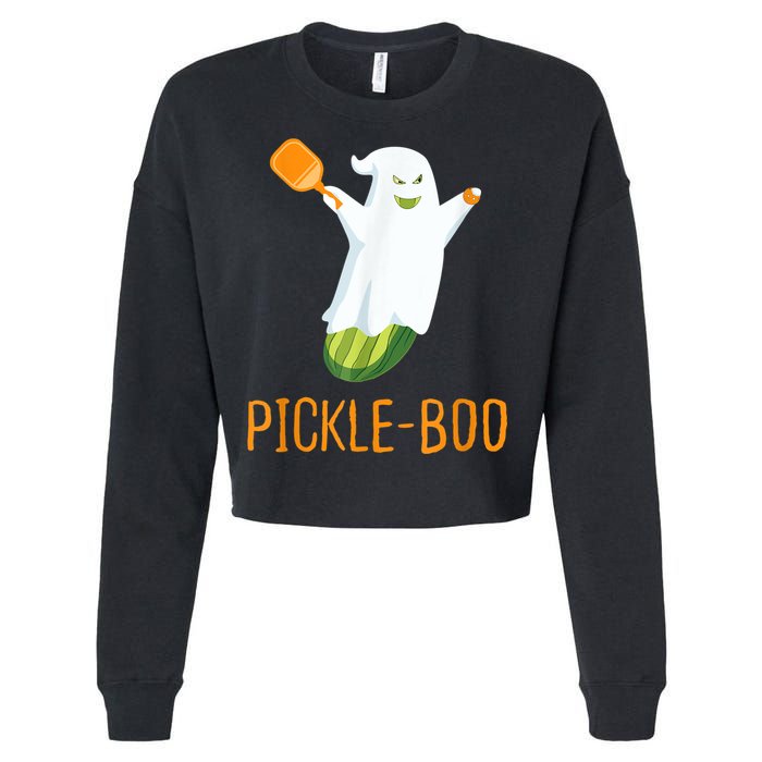 Funny Pickle Ghost Loves To Play Pickleball At Halloween Cropped Pullover Crew
