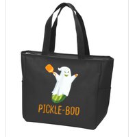 Funny Pickle Ghost Loves To Play Pickleball At Halloween Zip Tote Bag
