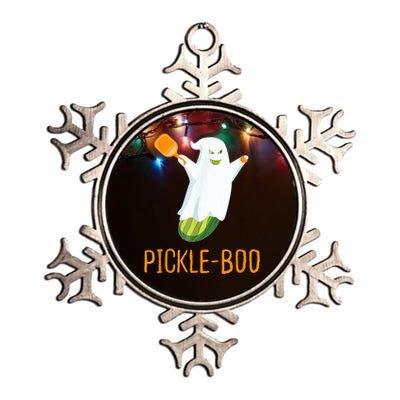 Funny Pickle Ghost Loves To Play Pickleball At Halloween Metallic Star Ornament