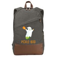 Funny Pickle Ghost Loves To Play Pickleball At Halloween Cotton Canvas Backpack