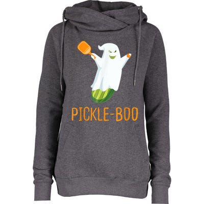 Funny Pickle Ghost Loves To Play Pickleball At Halloween Womens Funnel Neck Pullover Hood