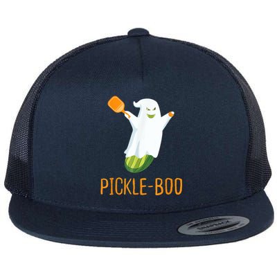 Funny Pickle Ghost Loves To Play Pickleball At Halloween Flat Bill Trucker Hat