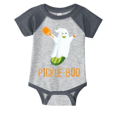 Funny Pickle Ghost Loves To Play Pickleball At Halloween Infant Baby Jersey Bodysuit