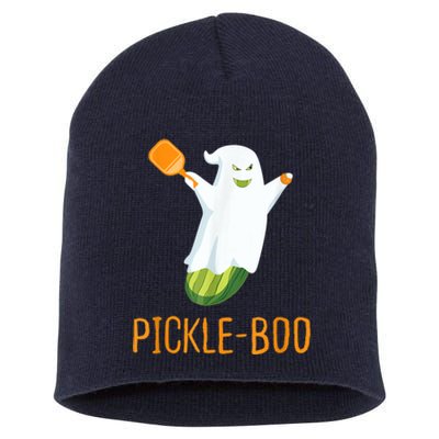 Funny Pickle Ghost Loves To Play Pickleball At Halloween Short Acrylic Beanie