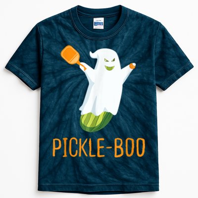 Funny Pickle Ghost Loves To Play Pickleball At Halloween Kids Tie-Dye T-Shirt