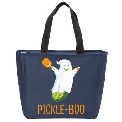 Funny Pickle Ghost Loves To Play Pickleball At Halloween Zip Tote Bag