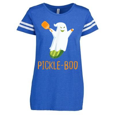 Funny Pickle Ghost Loves To Play Pickleball At Halloween Enza Ladies Jersey Football T-Shirt