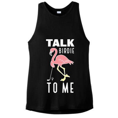 Flamingo Playing Golf Talk Birdie To Me Golfing Funny Ladies PosiCharge Tri-Blend Wicking Tank