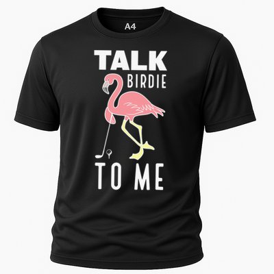 Flamingo Playing Golf Talk Birdie To Me Golfing Funny Performance Shirt